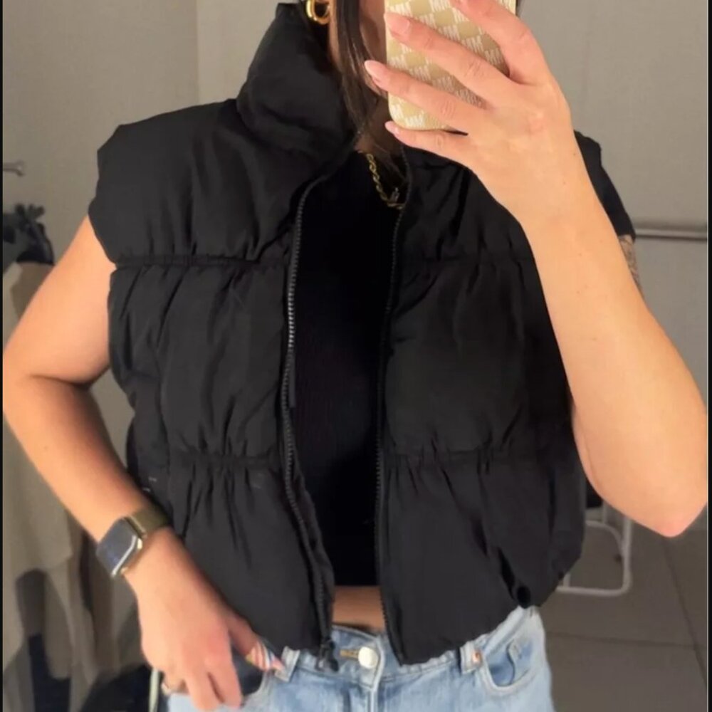h&m cropped puffer vest